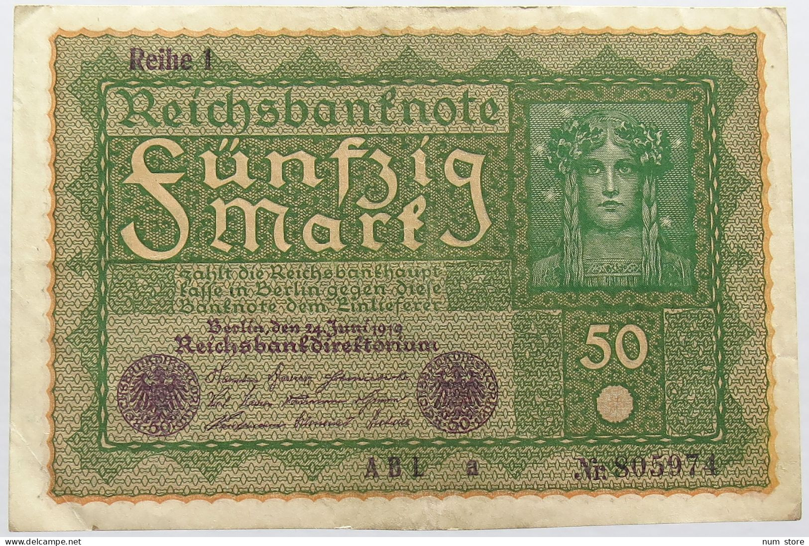 GERMANY WEIMAR 50 MARK 1919 #alb011 0163 - 50 Mark