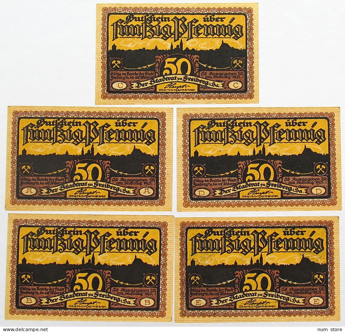 GERMANY NOTGELD LOT FREIBERG 5 PC #alb017 1027 - Other & Unclassified