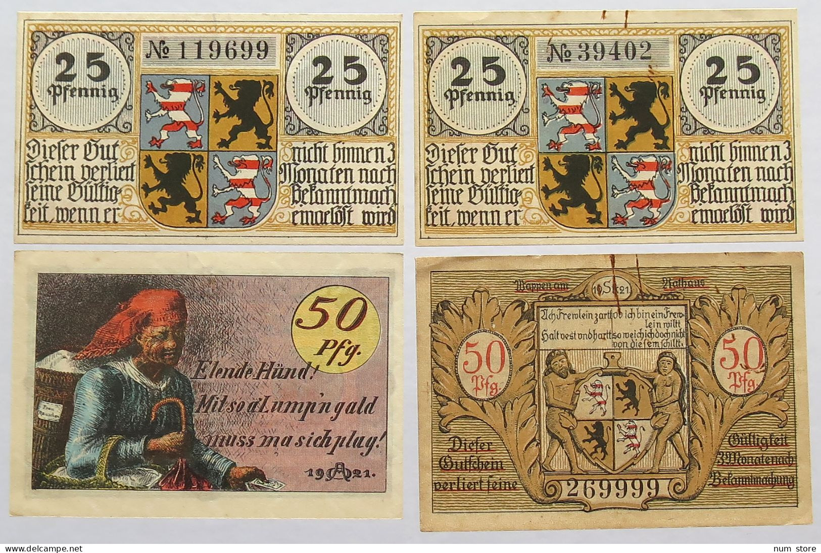 GERMANY NOTGELD LOT HILDBURGHAUSEN 4 PC #alb017 1003 - Andere & Zonder Classificatie