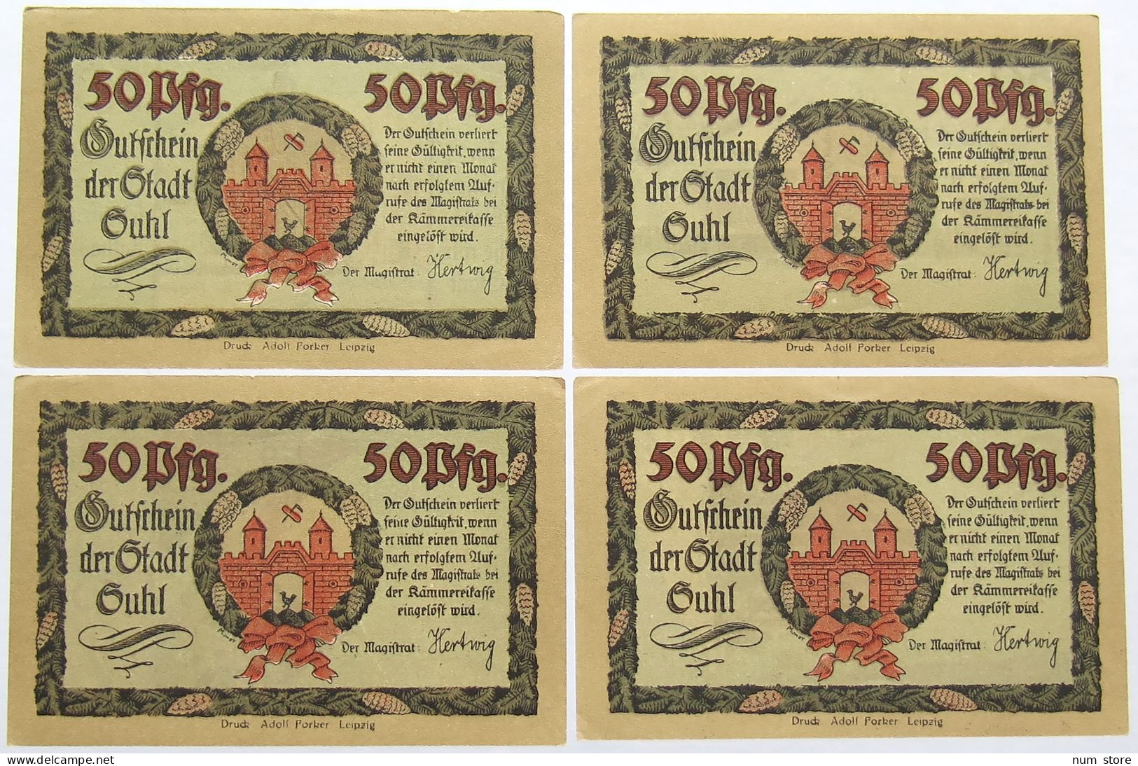 GERMANY NOTGELD LOT 50 PFENNIG SUHL #alb011 0001 - Otros & Sin Clasificación