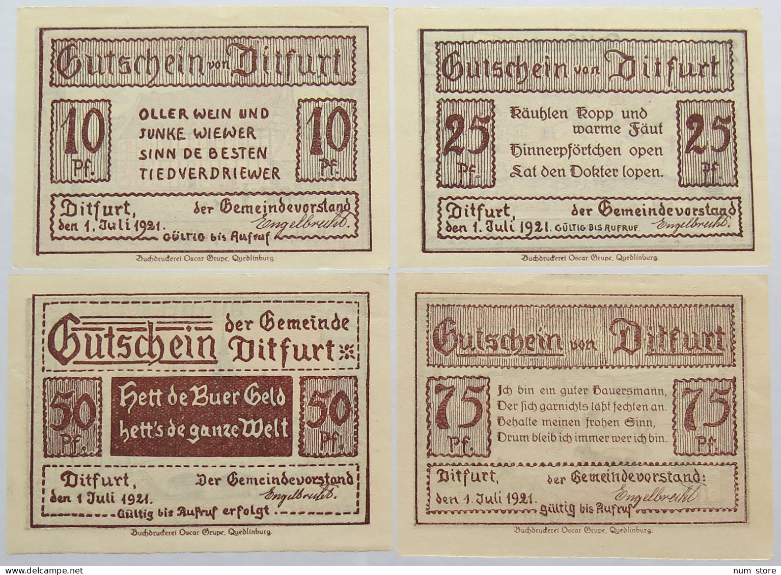 GERMANY NOTGELD DITFURT #alb011 0065 - Other & Unclassified