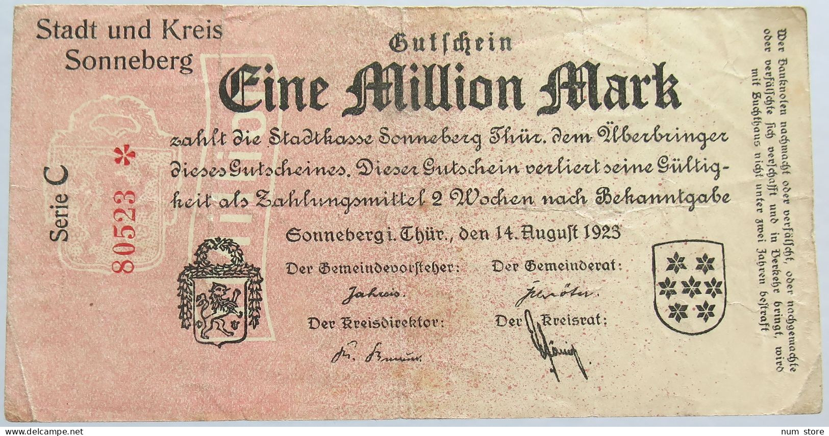 GERMANY MILLION MARK SONNEBERG #alb003 0175 - Other & Unclassified