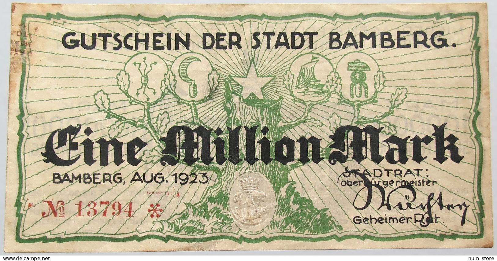 GERMANY MILLION MARK 1923 BAMBERG #alb003 0457 - Altri & Non Classificati