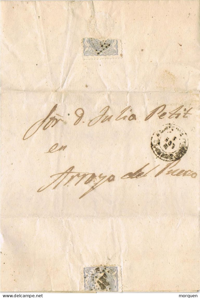 52424. Carta Entera SAN VICENTE (Badajoz) 1871. Alegoria. Fechador De ARROYO Del PUERCO (Caceres) - Brieven En Documenten