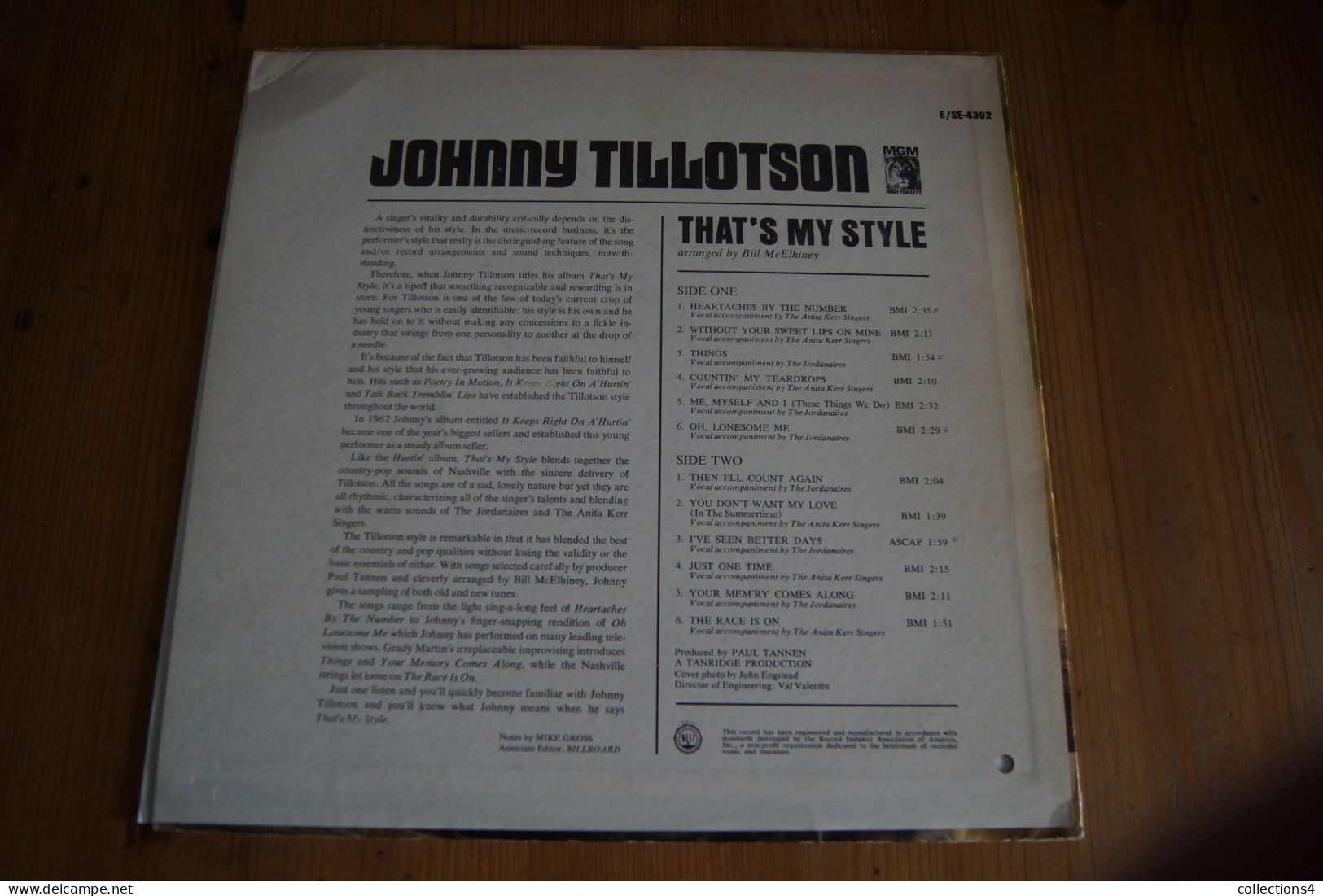 JOHNNY TILLOTSON THAT'S MY STYLE RARE LP AMERICAIN ORIGINAL 1965 COUNTRY - Country Et Folk
