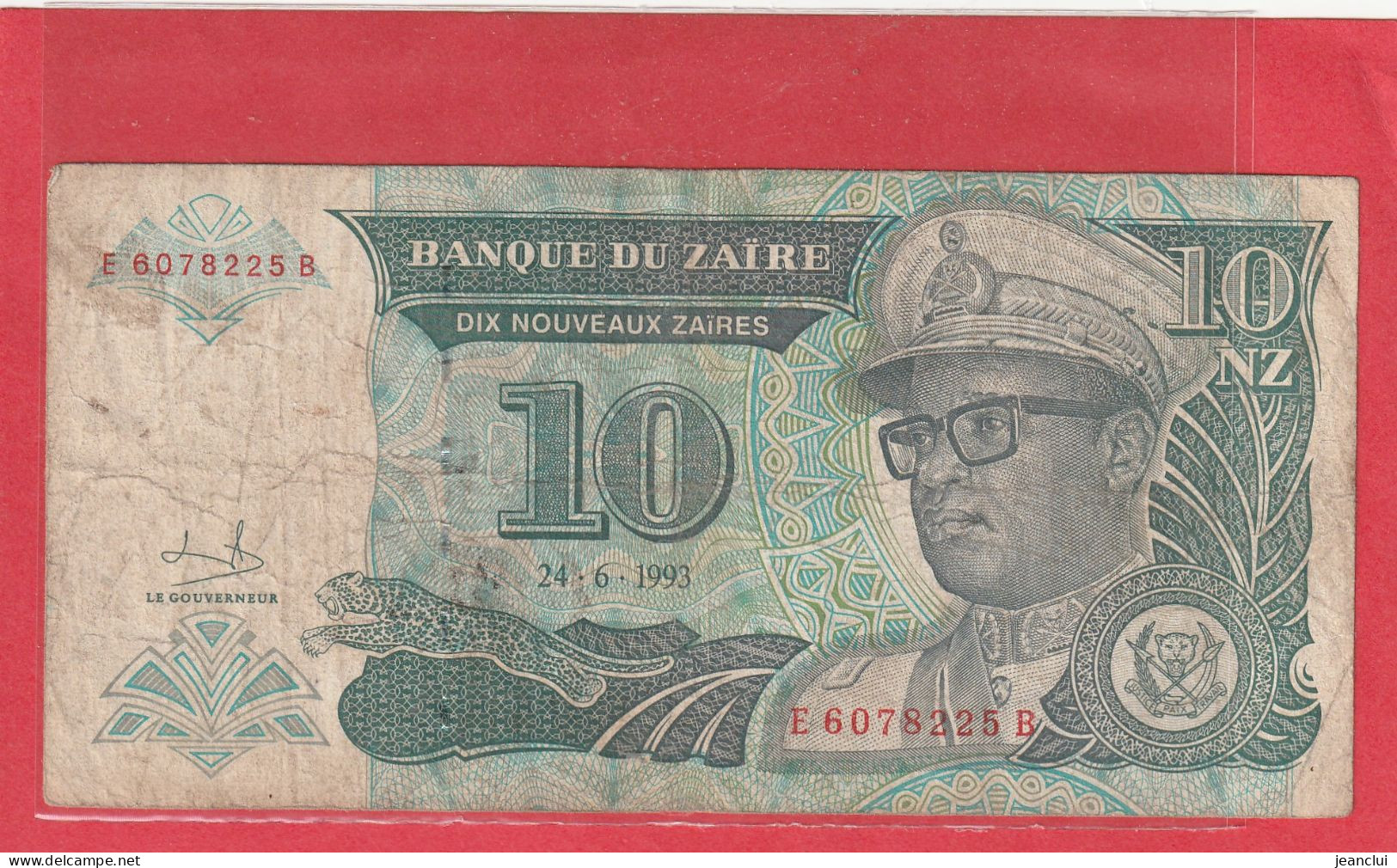 BANQUE DU ZAÏRE  .  10 NOUVEAUX ZAÏRES  .  24-6-1993  . 2 SCANNES - Zaïre