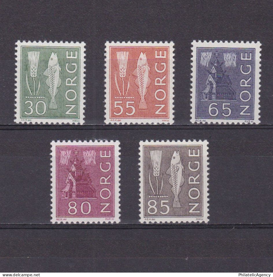 NORWAY 1963, Mi# 503-507, Fish, Architecture, MNH - Ongebruikt