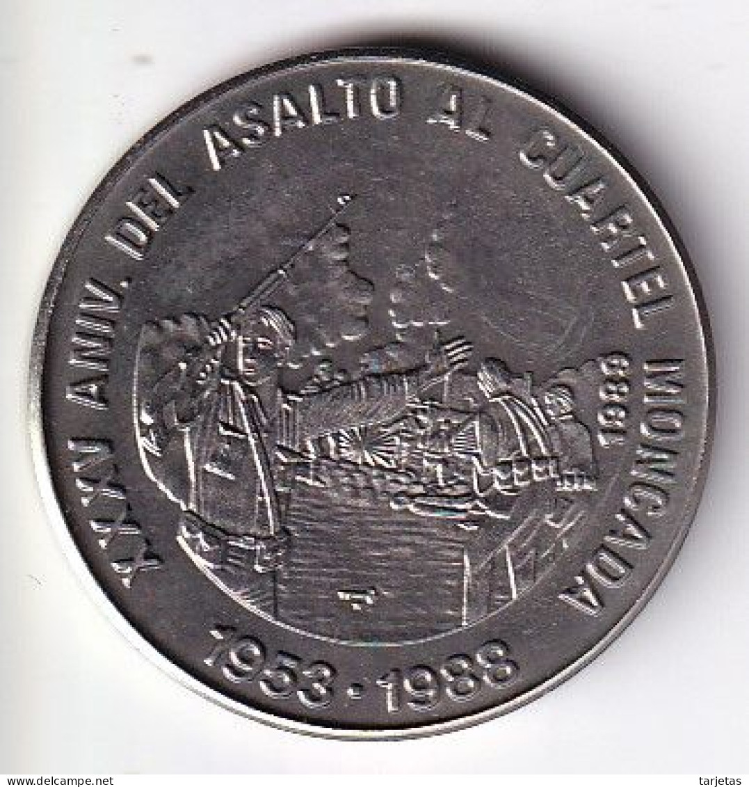 MONEDA DE CUBA DE 1 PESO DEL AÑO 1989 DEL ASALTO AL CUARTEL MONCADA (COIN) NUEVA-MINT - Cuba