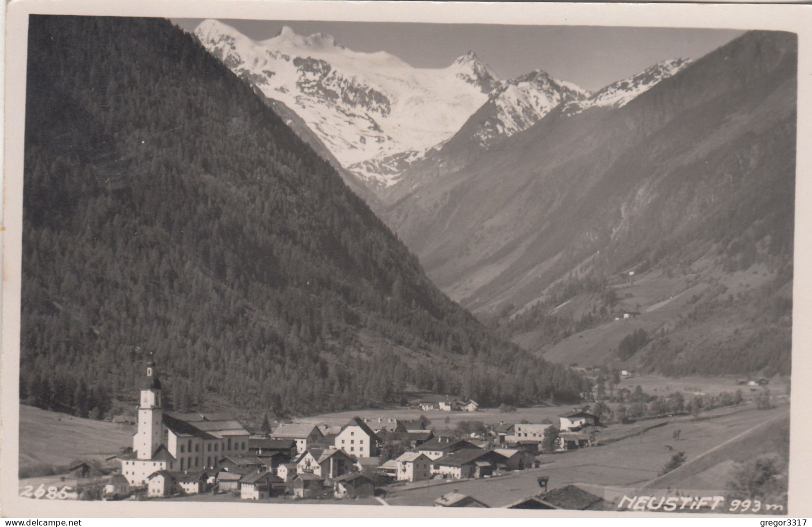 D7229) NEUSTIFT - Kirche Häuser Alte S/W AK 22.8.1935 - Neustift Im Stubaital