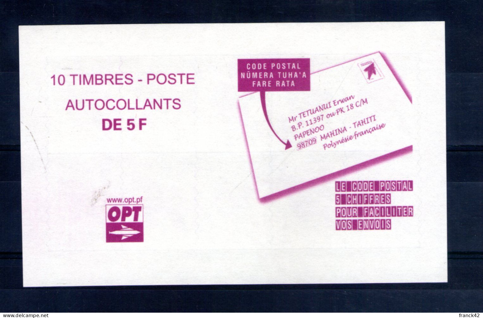 Polynésie Française. Carnet. Emblème Postal 2012 - Booklets