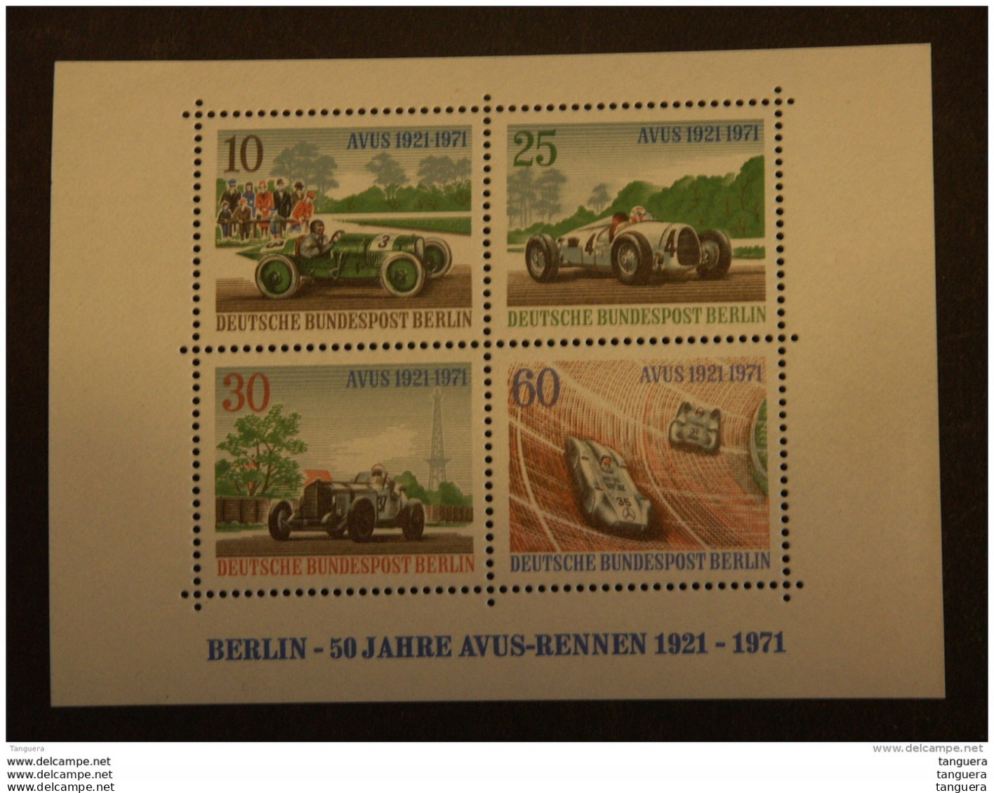 Allemagne Berlin 1971 Annivers. Courses Automobiles AVUS Bloc 3 Yv 370-373 MNH  ** - Blokken