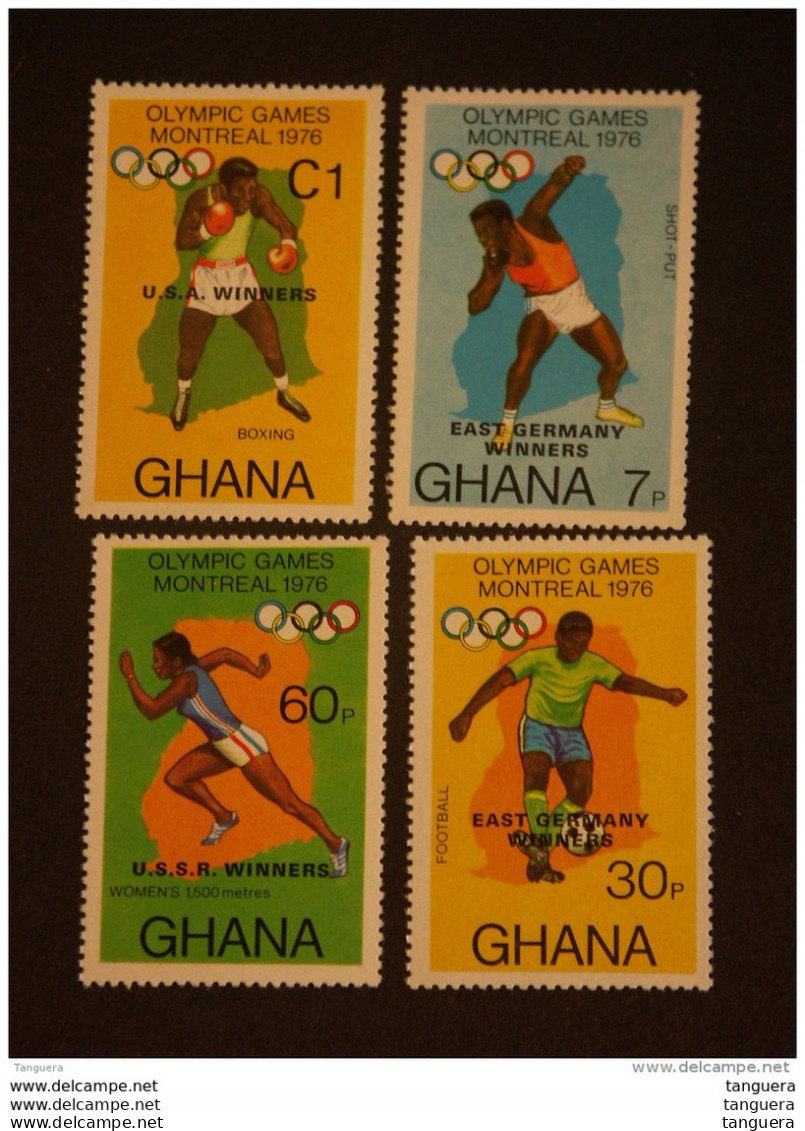 Ghana 1977 Vainquers Surchargé Jeux Olympiques De Montréal Dentelés 15 Yv 577-580 MNH ** - Ghana (1957-...)