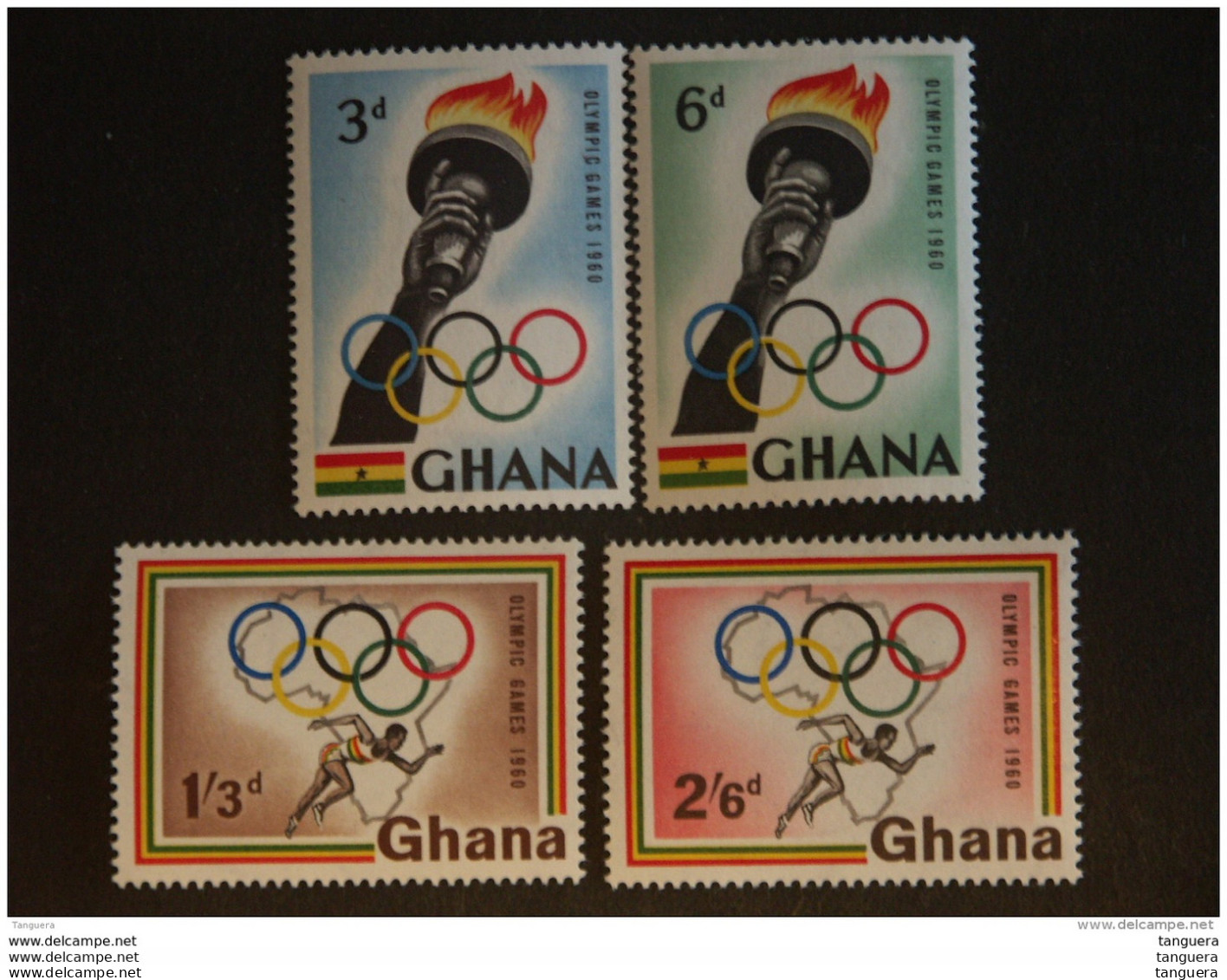 Ghana 1960 Jeux Olympiques De Rome Flamme Athlète Yv 75-78 MH * - Ghana (1957-...)