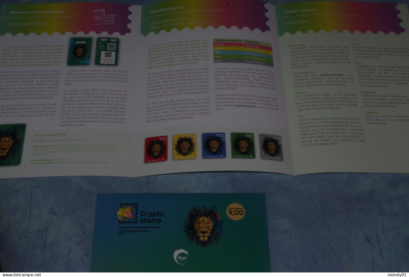 4-401 Insolite QR Code Lion Licorne Premier Crypto Timbre Stamp Luxembourg Internet Numérique + Notice En Français - Hologrammes