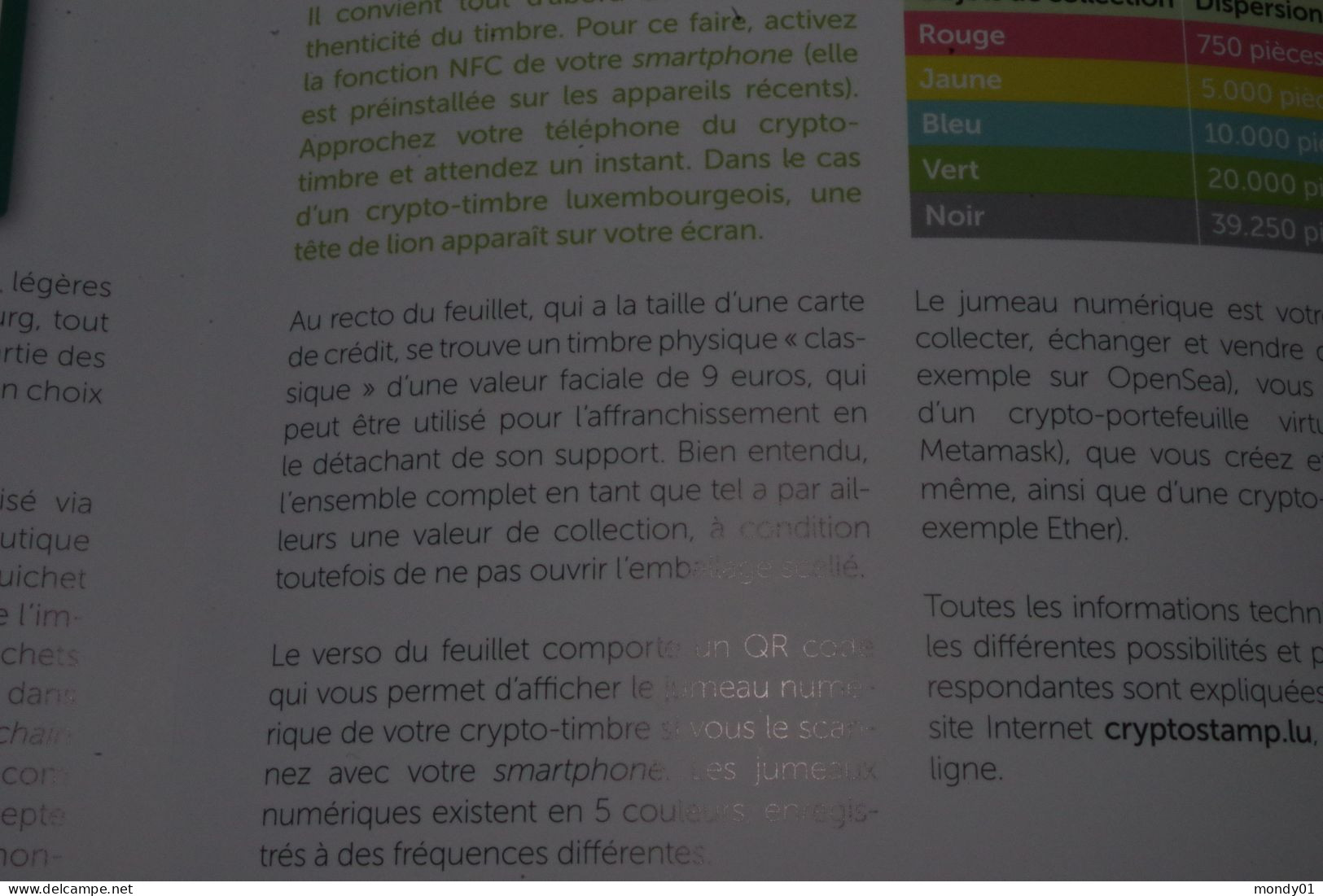 4-401 Insolite QR Code Lion Licorne Premier Crypto Timbre Stamp Luxembourg Internet Numérique + Notice En Français - Hologramme