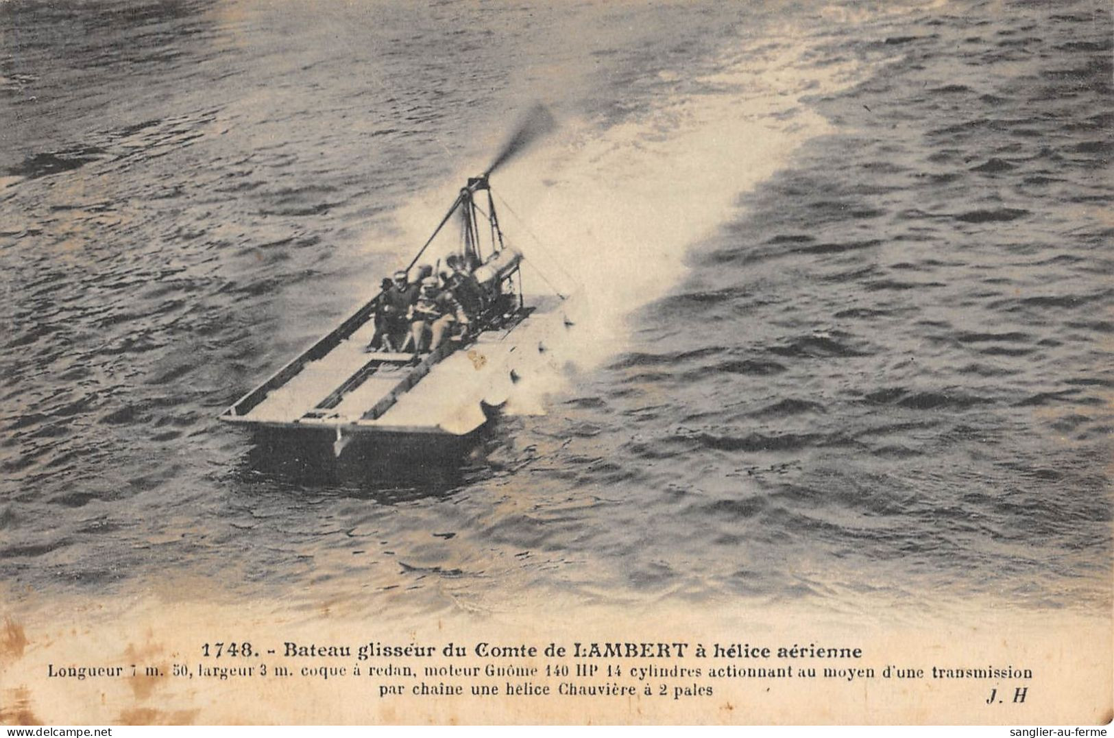 CPA / BATEAU GLISSEUR DU COMTE DE LAMBERT A HELICE AERIENNE - Hovercrafts