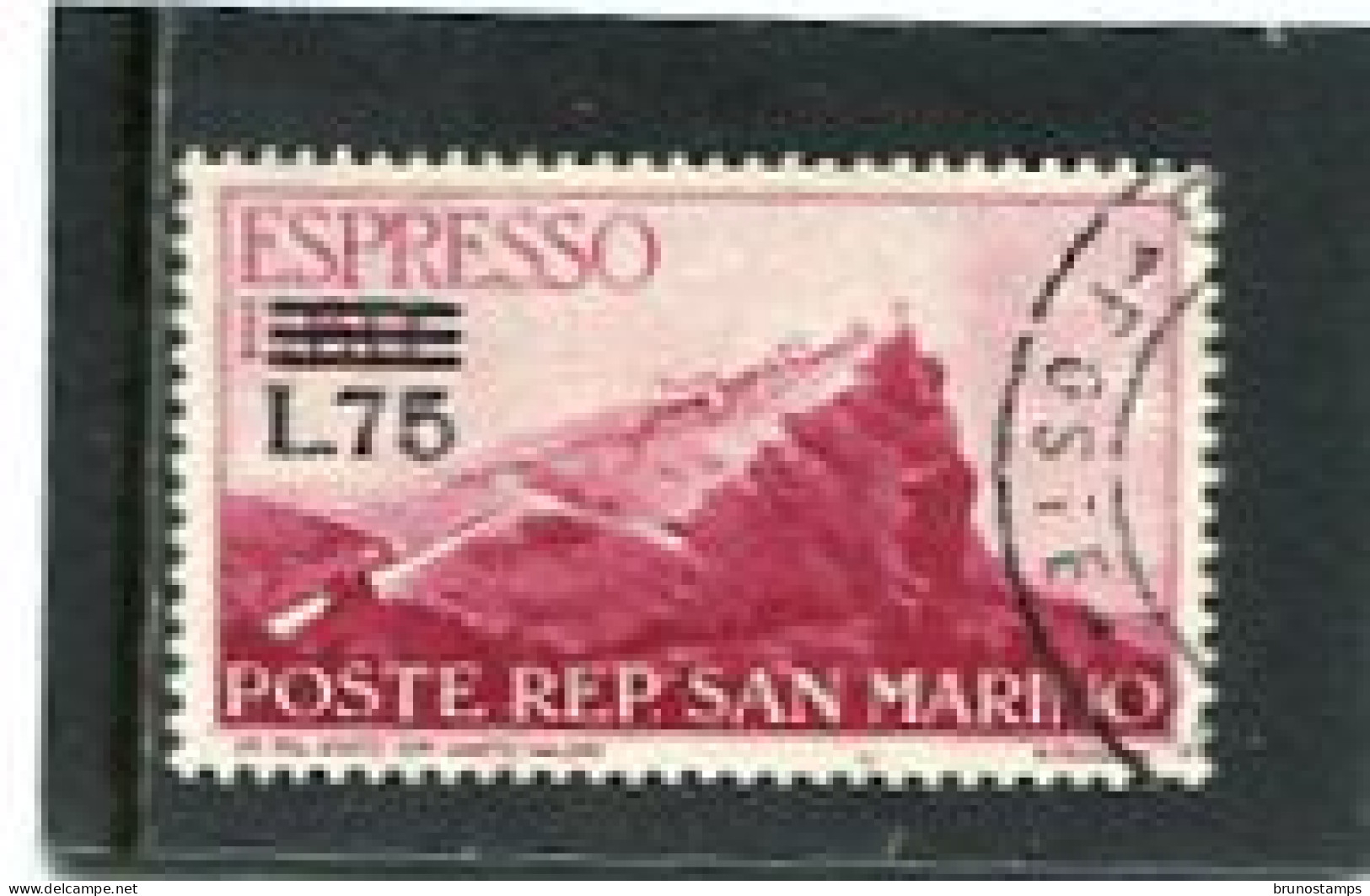 SAN MARINO - 1957  75 L  On  60 L   ESPRESSO  OVERPRINTED  FINE USED - Gebruikt