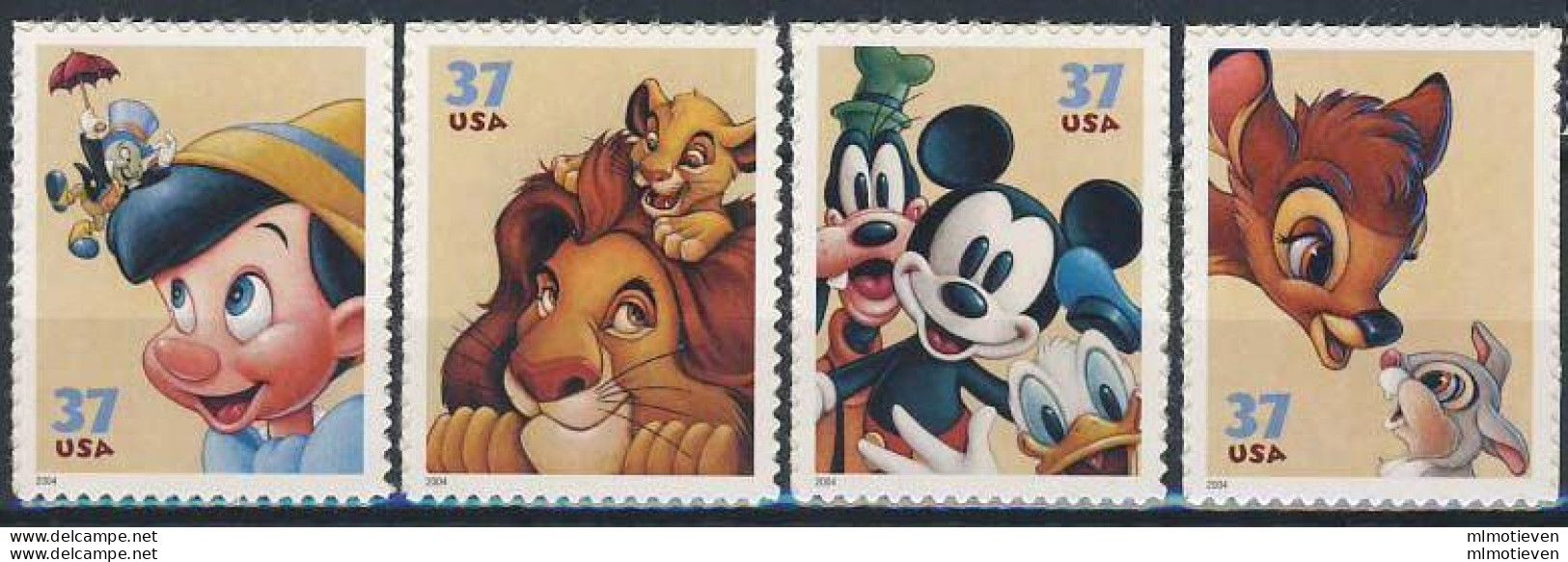 MWD-BK6-485 MINT PF/MNH ¤ U.S.A.  2004 4w In Serie ¤ THE WORLD OF WALT DISNEY -- FRIENDS OF WALT DISNEY - Disney