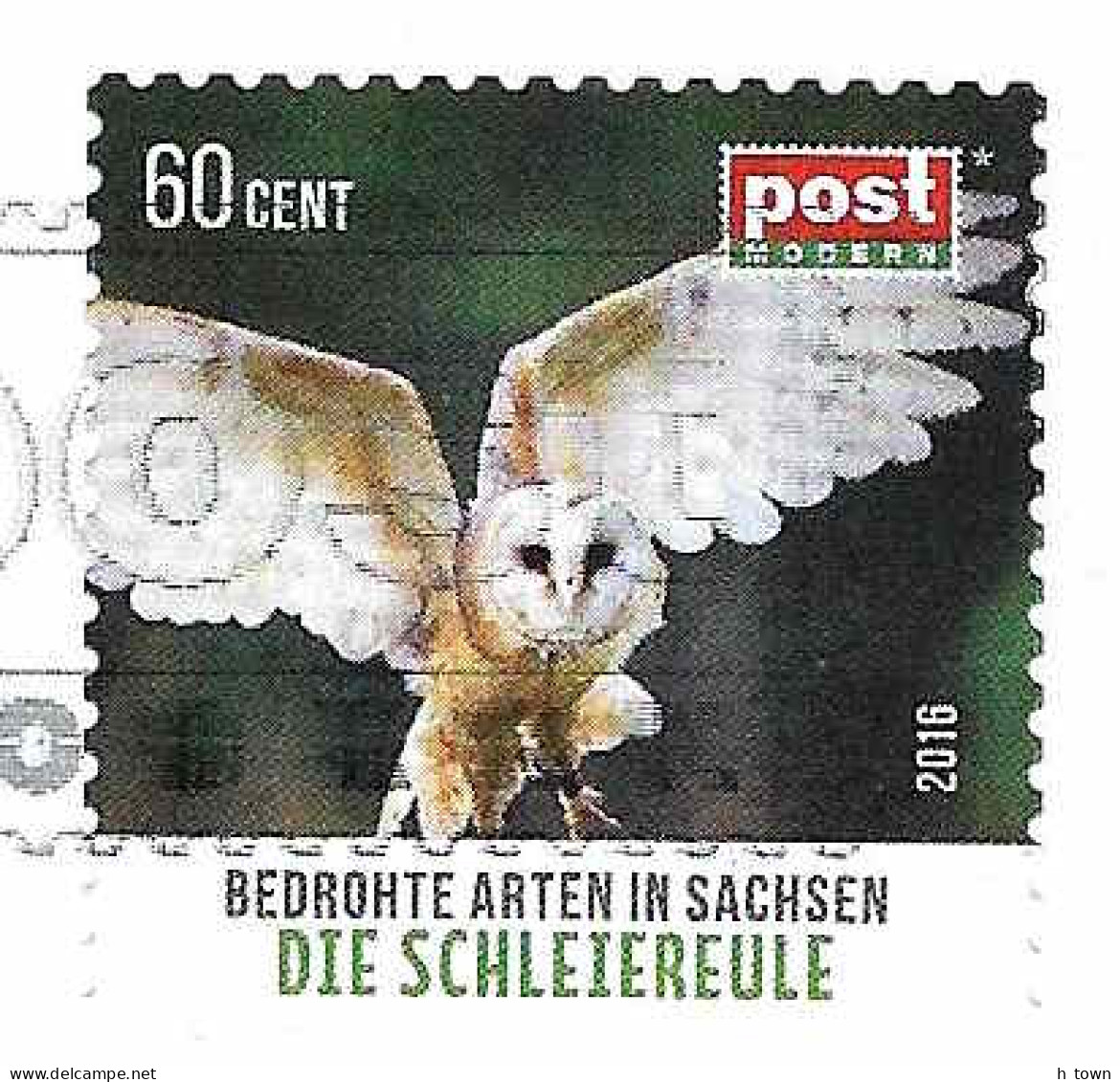 827  Chouette Effraie: Timbre De Entreprise Postale Privé. Allemagne 2016 - Barn Owl Postmodern Private Post. Hibou - Hiboux & Chouettes