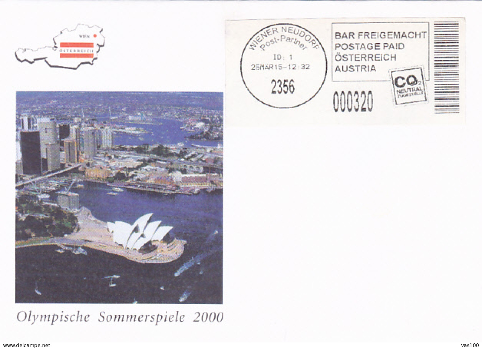 OLYMPIC GAMES, SYDNEY'00, POSTAGE PAID SPECIAL COVER, 2015, AUSTRIA - Summer 2000: Sydney