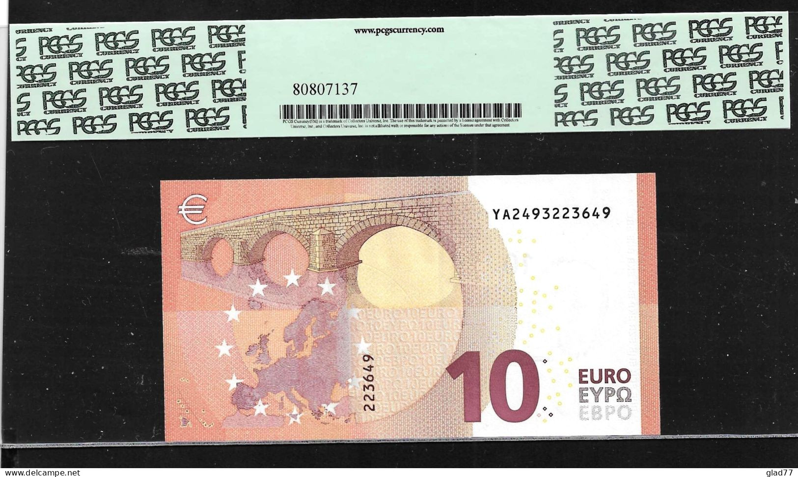 Greece "Y" 10 EURO Draghi Signature PMG 67  Superb GEM UNC!! Printer  Y004C6! - 10 Euro