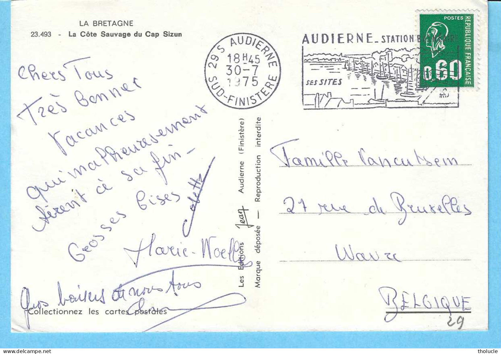 Cléden-Cap-Sizen-(Sud-Finistère)-1975-Multivues- La Côte Sauvage Du Cap Sizen-cachet +Belle Flamme De Audierne-1975 - Cléden-Cap-Sizun