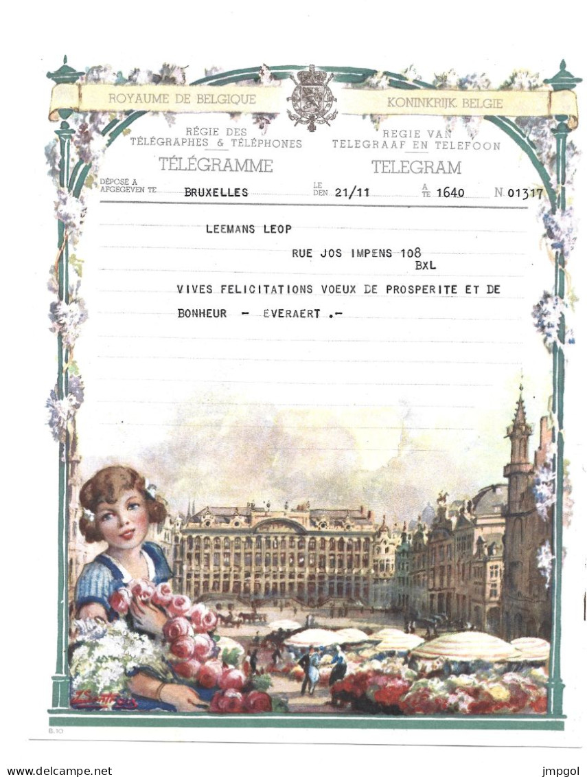 Télégramme Illustre   Royaume De Belgique Bruxelles 1939 - Telegrams