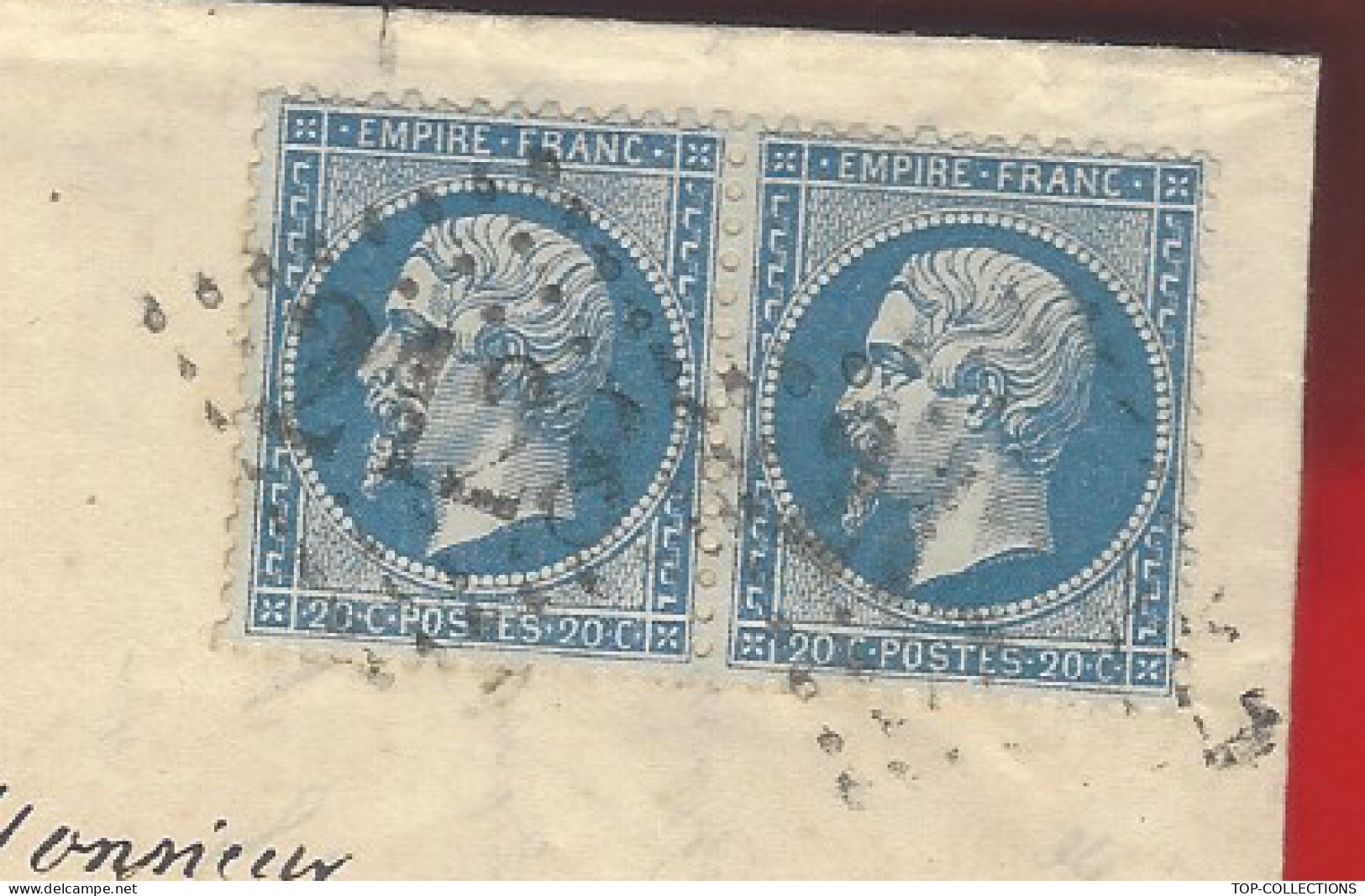 1867 Lure Haute Saône 2 Timbres Empire Oblit. Gr. Ch.  2128 Ch. Martelet = > Marquis Raincourt Fonderie  Fallon - 1800 – 1899