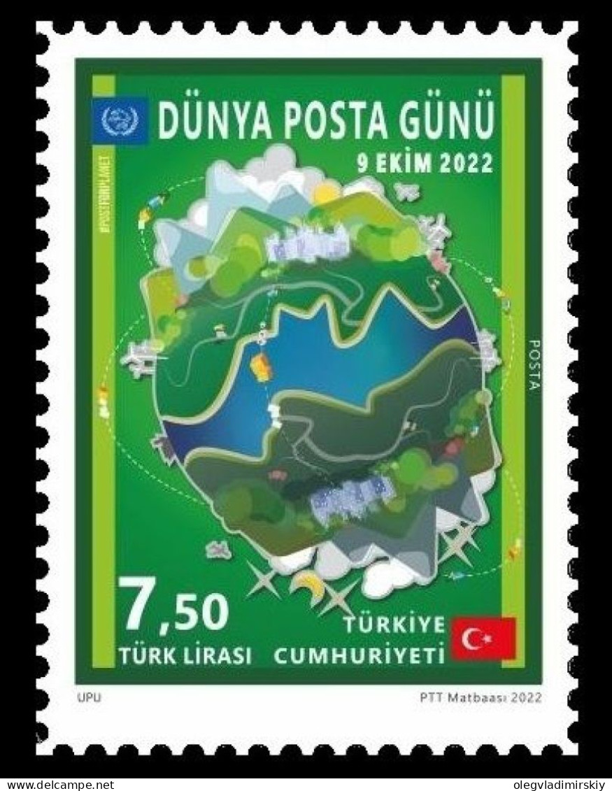 Turkey 2022 UPU World Post Day Joint Issue Stamp Mint - Ongebruikt