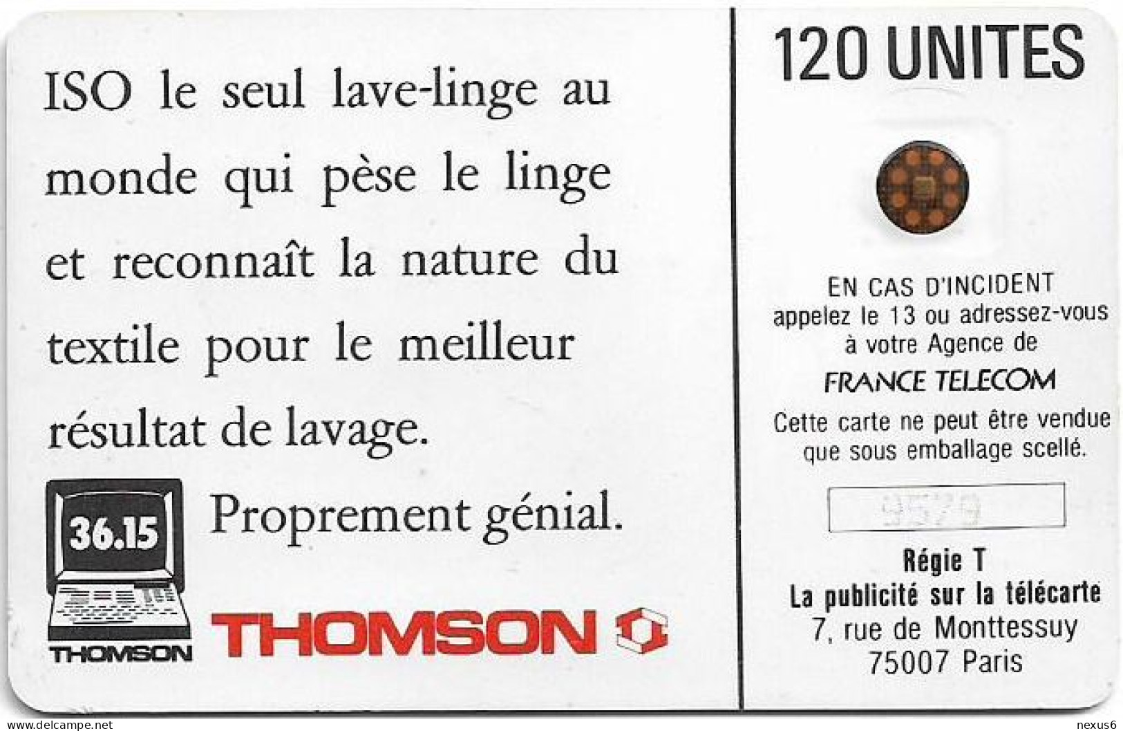 France - 0047A - Iso Thomson, SC4 GB, Cn. 9579 Embossed Dot By Dot, 01.1989, 120Units, 125.000ex, Used - 1989