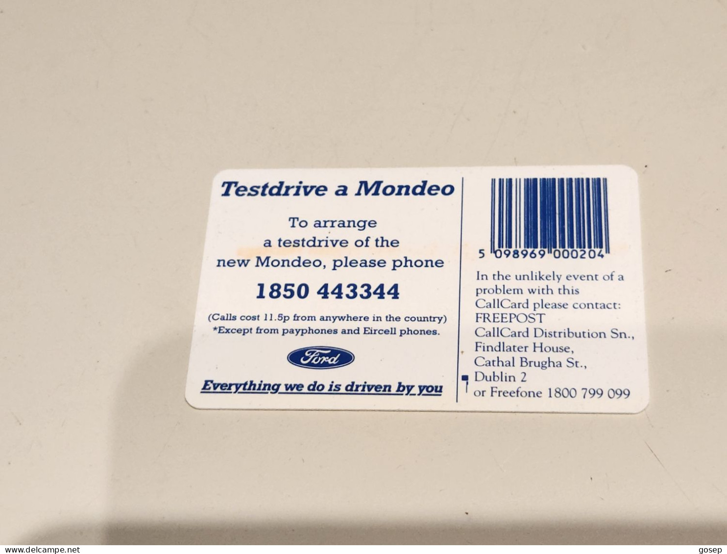 IRELAND-(IE-EIR-S-?)-MONDEO CAR OTHE YEAR-1994-FORD-(15)-(20units)-(?)-used Card+1card Prepiad Free - Irland