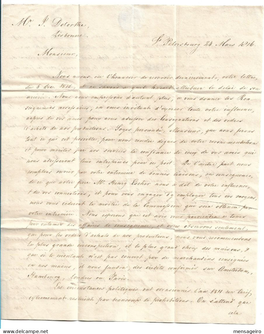 (C02) - PORTUGAL - LETTRE RUSSIE => PARIS => LISBONNE 1816 MARQUE P.PAYE PARIS EN ROUGE - ...-1853 Vorphilatelie