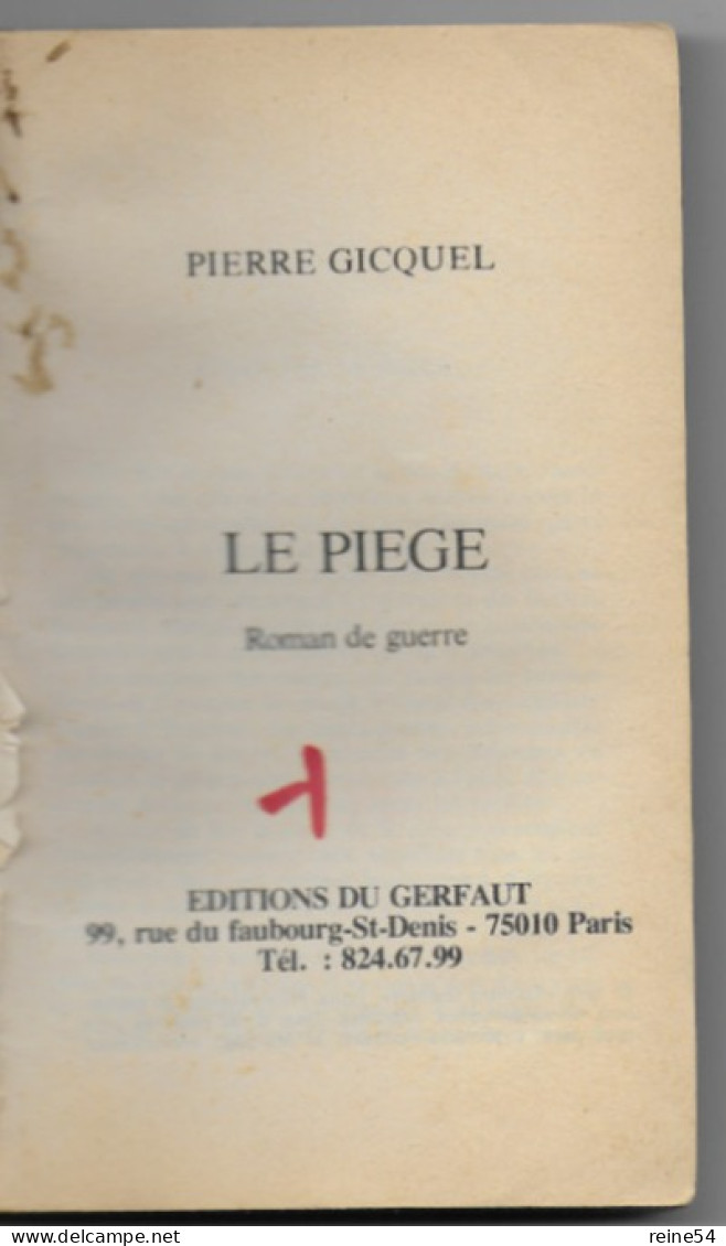 GERFAUT Le Piège 1975 Roman De Guerre Pierre Gicquel N° 276 - Action