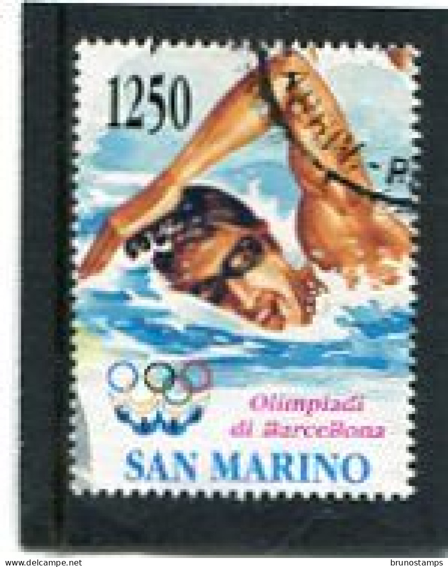 SAN MARINO - 1992   1250 L   SWIMMING  EX  MS  FINE USED - Usati