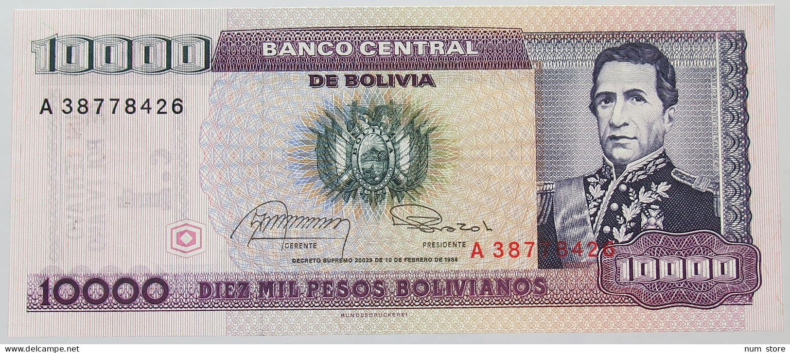 BOLIVIA 10000 PESOS 1984 TOP #alb016 0509 - Bolivie