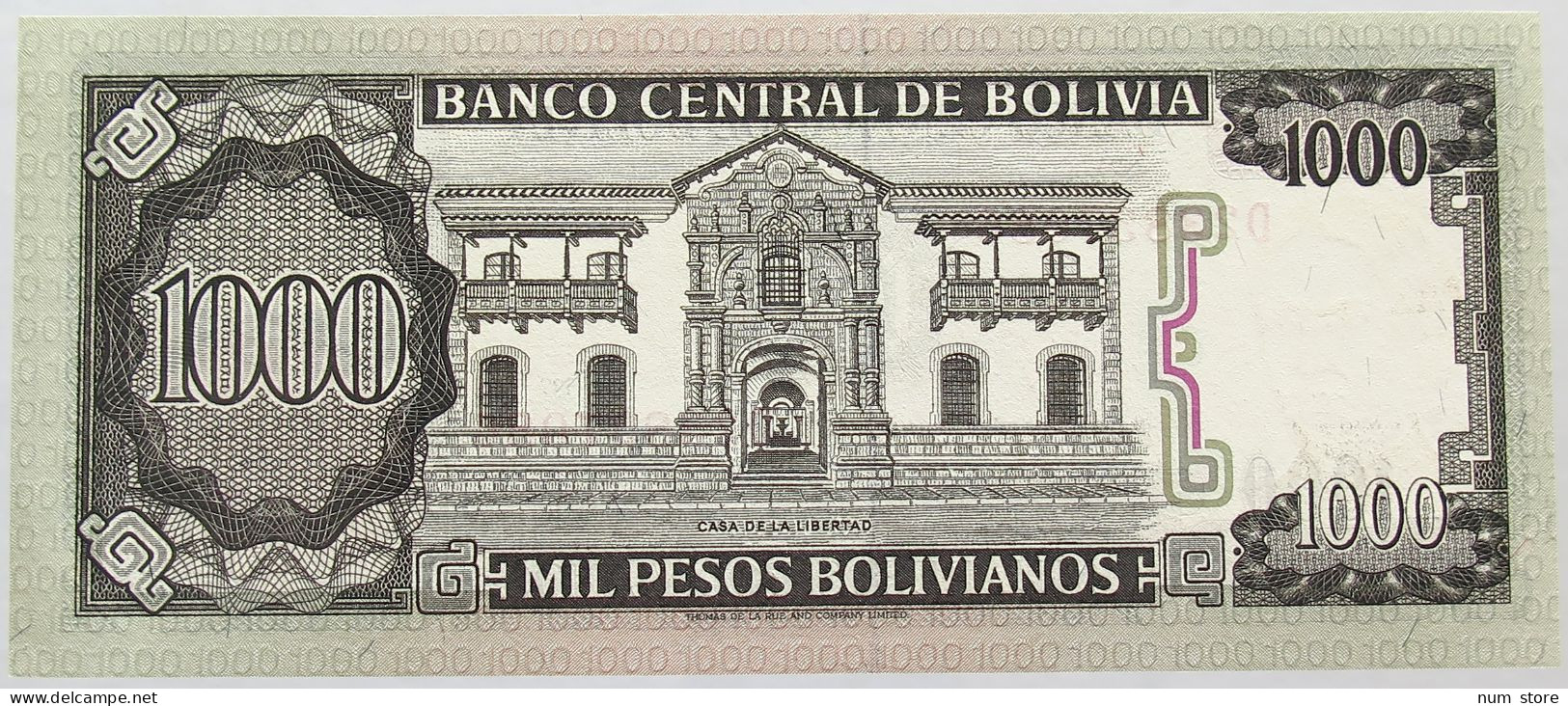 BOLIVIA 1000 BOLIVIANOS 1982 TOP #alb016 0563 - Bolivie