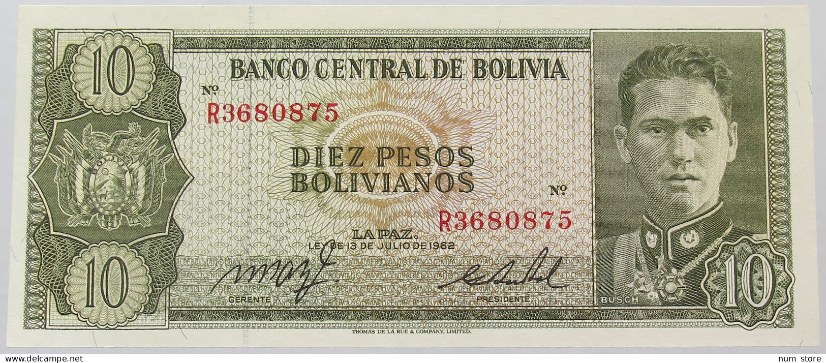BOLIVIA 10 PESOS 1962 TOP #alb016 0289 - Bolivia