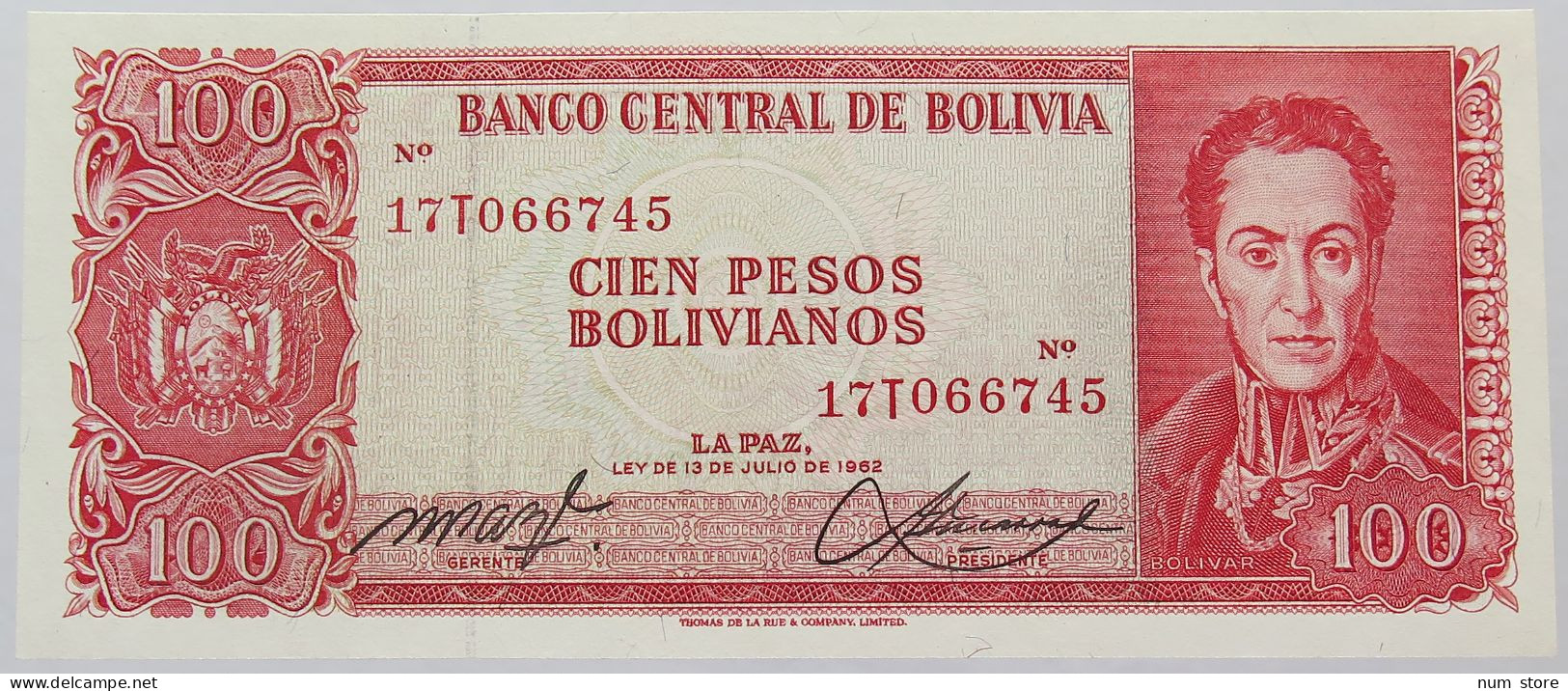 BOLIVIA 100 PESOS 1962 TOP #alb016 0285 - Bolivie