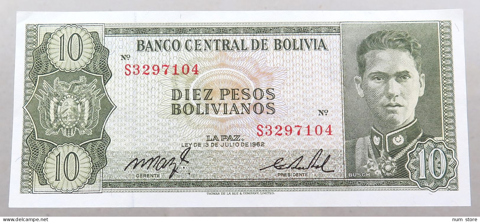 BOLIVIA 10 PESOS 1962 #alb049 0001 - Bolivie