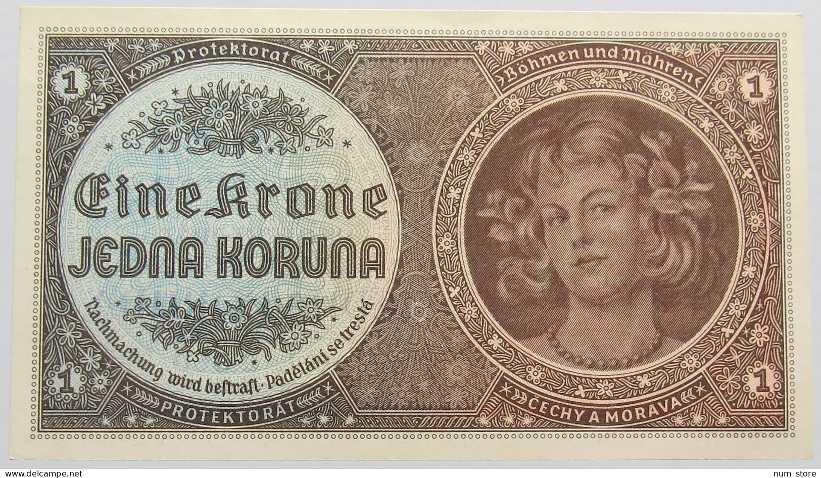 BOHEMIA 1 KORUNA 1940 TOP #alb014 0423 - Czechoslovakia