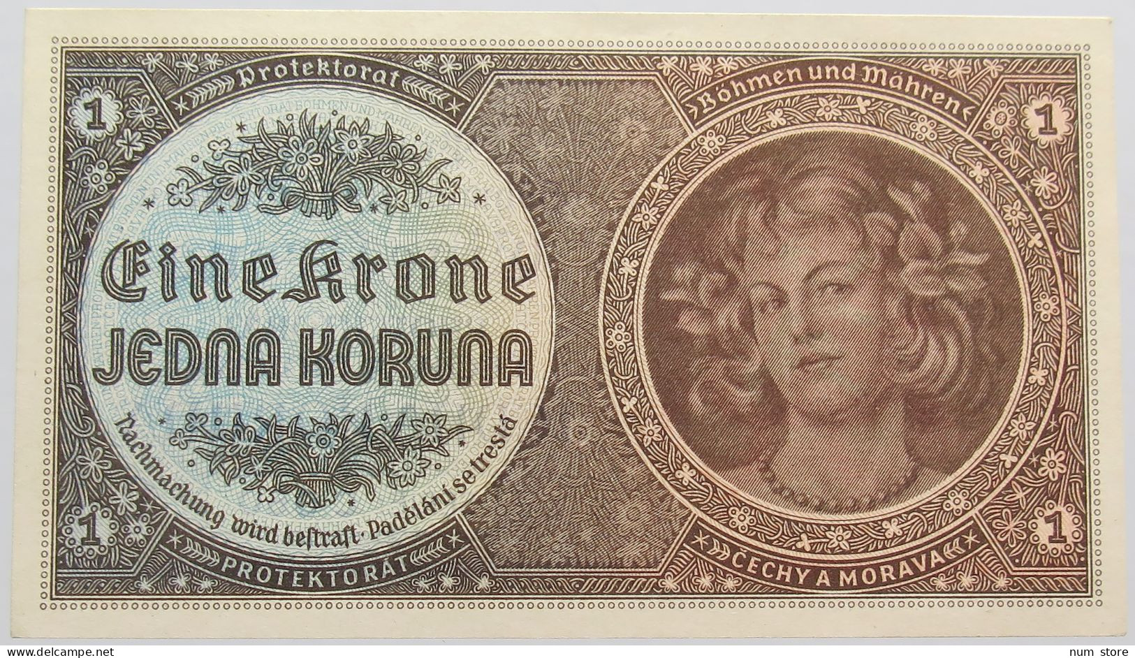 BOHEMIA 1 KORUNA 1940 TOP #alb014 0425 - Czechoslovakia