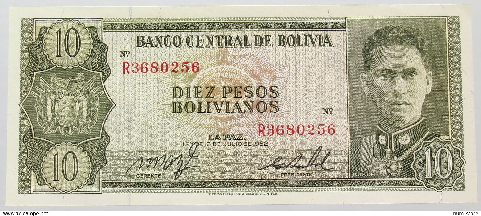 BOLIVIA 10 BOLIVIANOS 1962 TOP #alb016 0511 - Bolivia