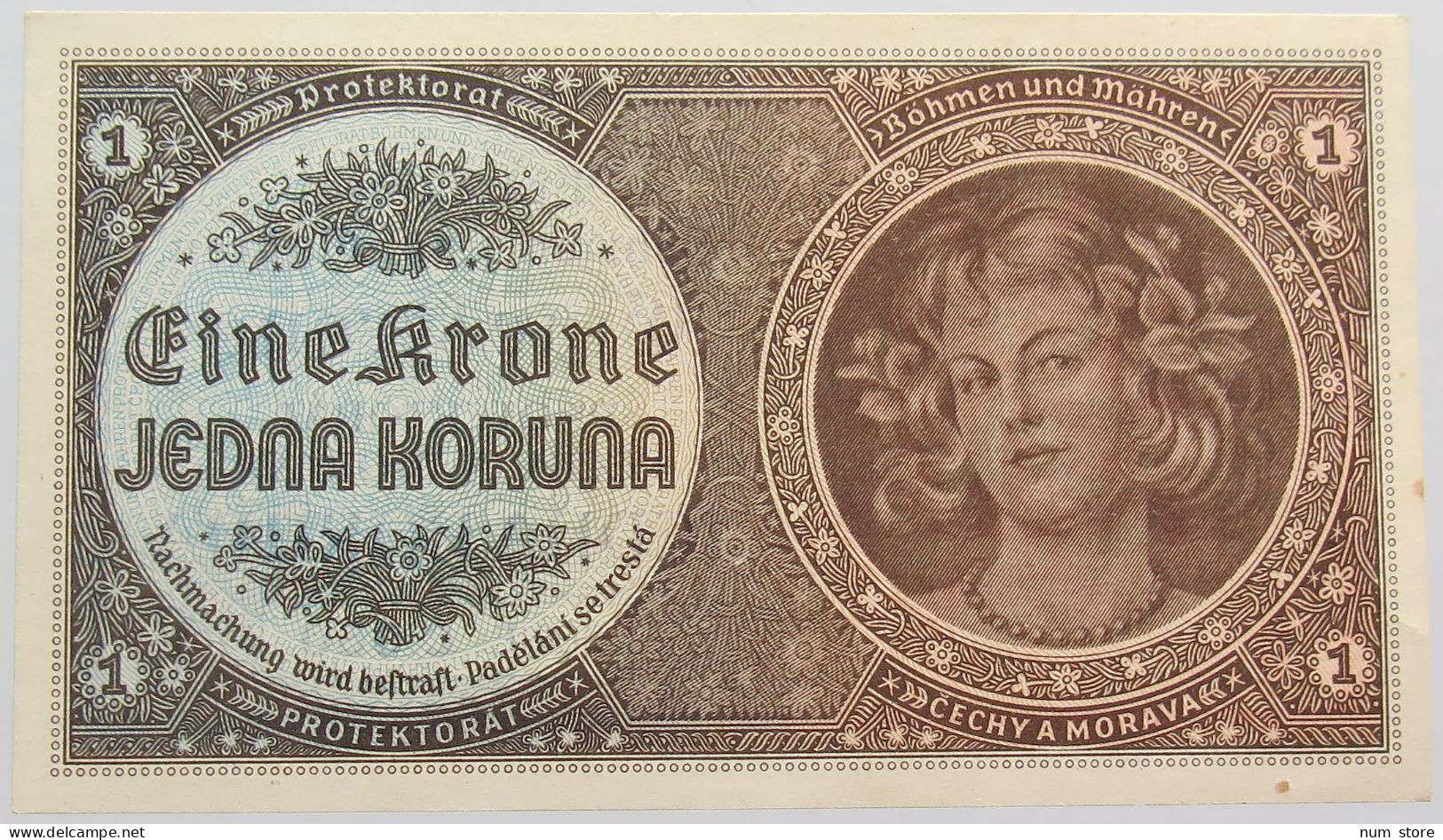 BOHEMIA 1 KORUNA 1940 TOP #alb014 0419 - Czechoslovakia