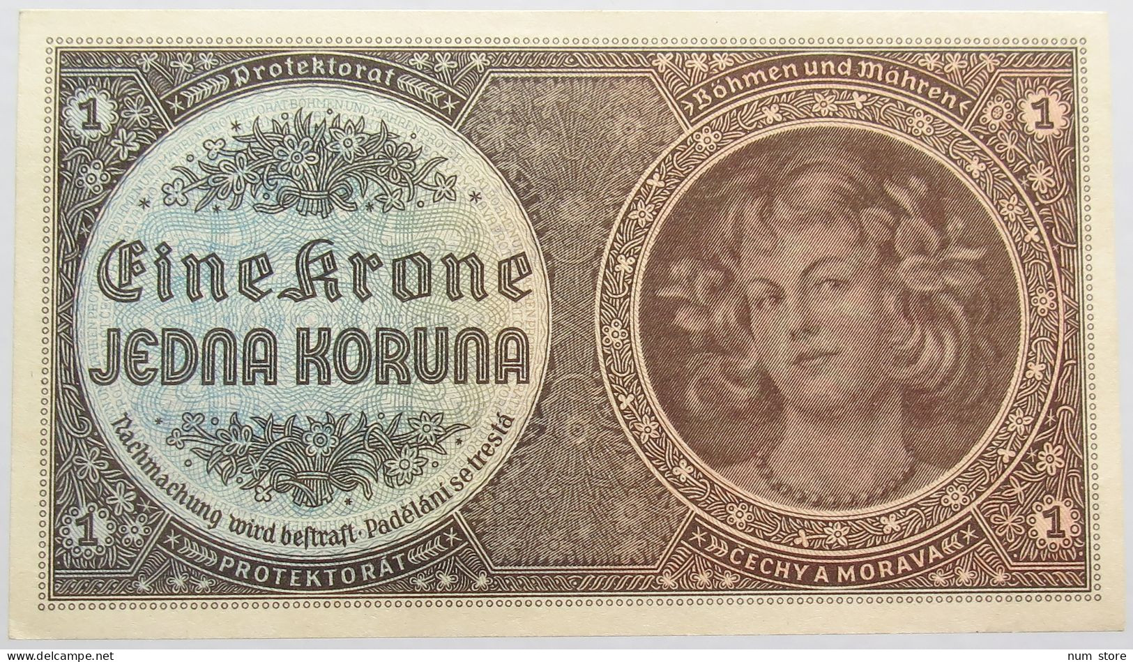 BOHEMIA 1 KORUNA 1940 TOP #alb014 0417 - Cecoslovacchia