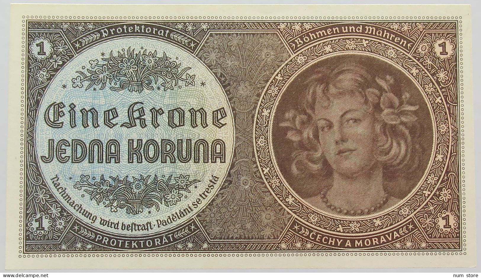 BOHEMIA 1 KORUNA 1940 TOP #alb017 0213 - Tschechoslowakei