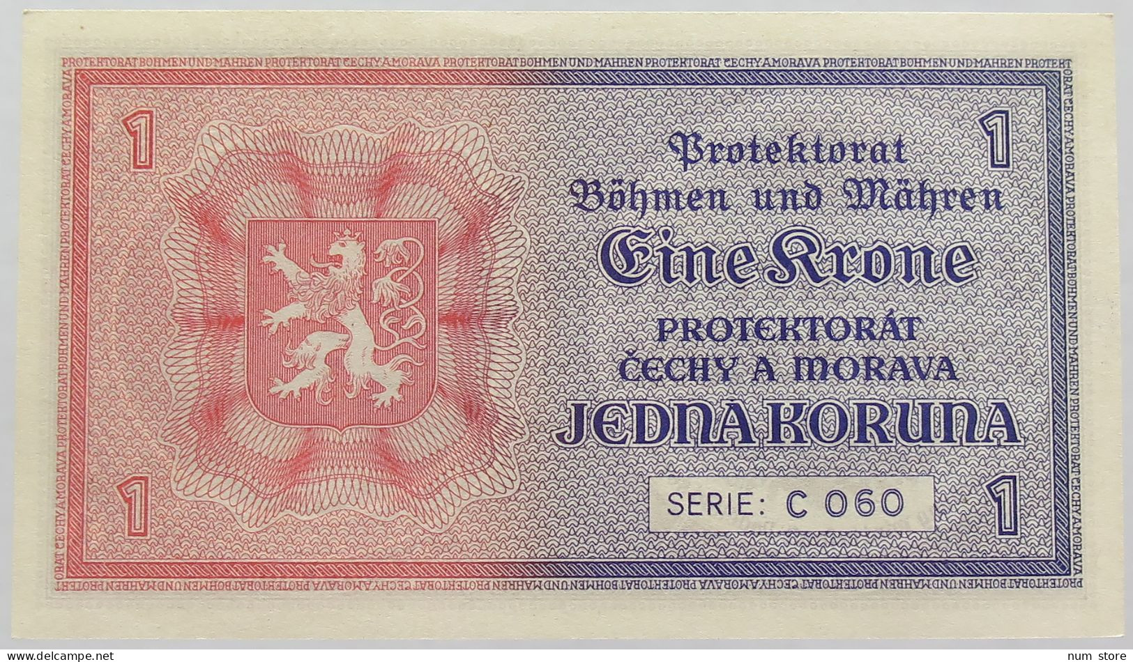 BOHEMIA 1 KORUNA 1940 TOP #alb017 0213 - Tchécoslovaquie