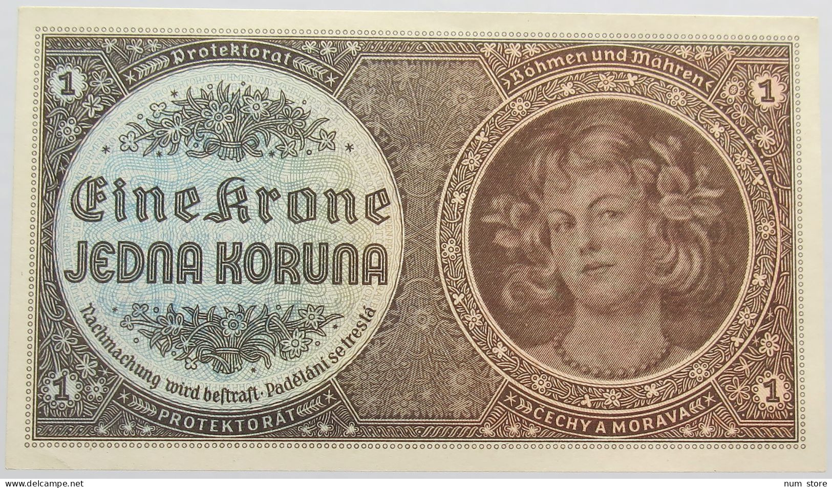 BOHEMIA 1 KORUNA 1940 TOP #alb014 0421 - Cecoslovacchia