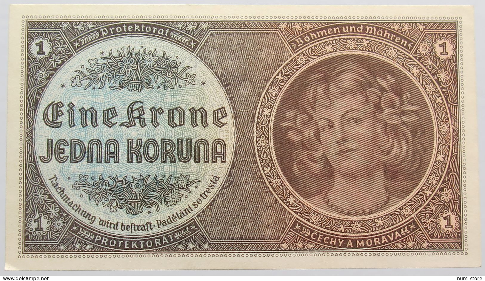 BOHEMIA 1 KORUNA 1940 TOP #alb014 0415 - Czechoslovakia