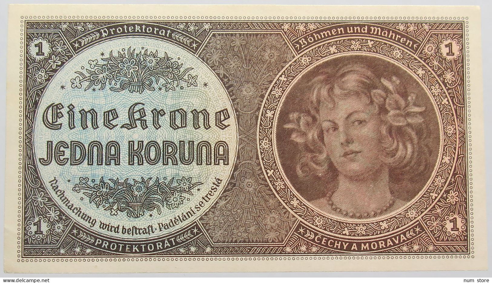 BOHEMIA 1 KORUNA 1940 TOP #alb014 0407 - Czechoslovakia