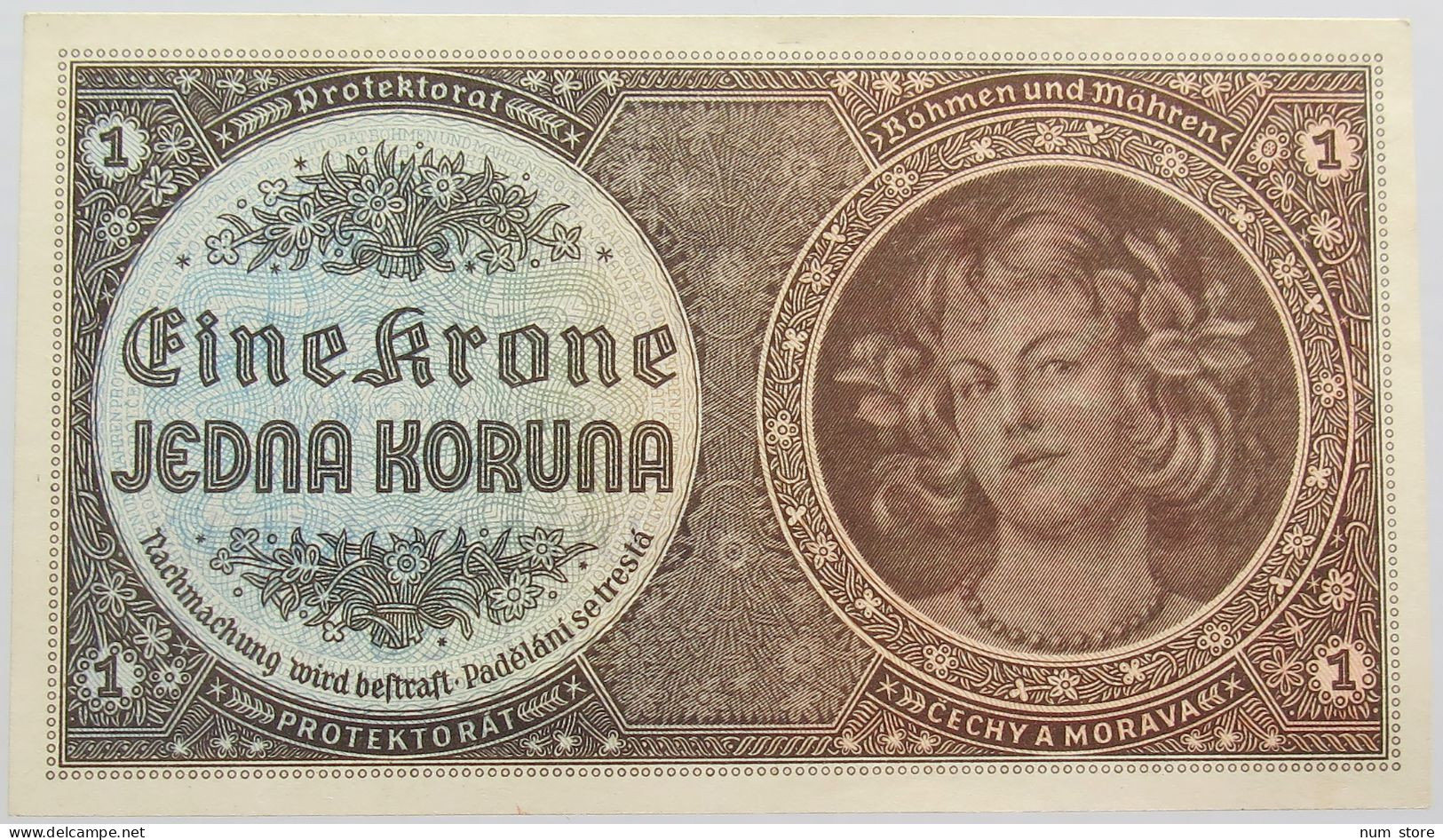 BOHEMIA 1 KORUNA 1940 TOP #alb014 0409 - Tchécoslovaquie